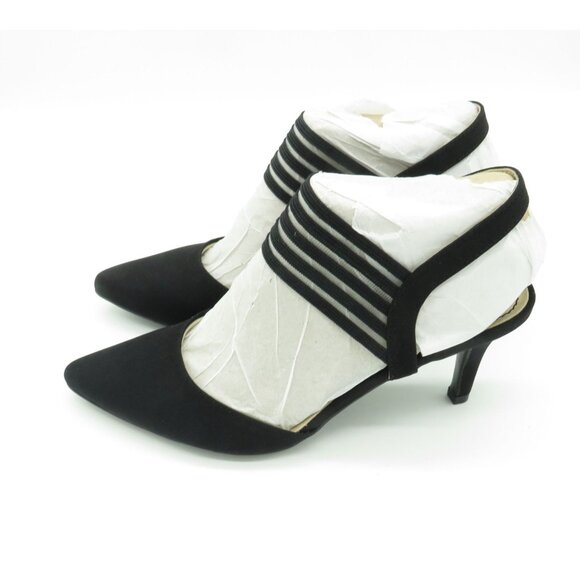 LifeStride Black Pointed Toe Kitten Heel Shoes Elastic Bands Size 6 NEW - Picture 3 of 7